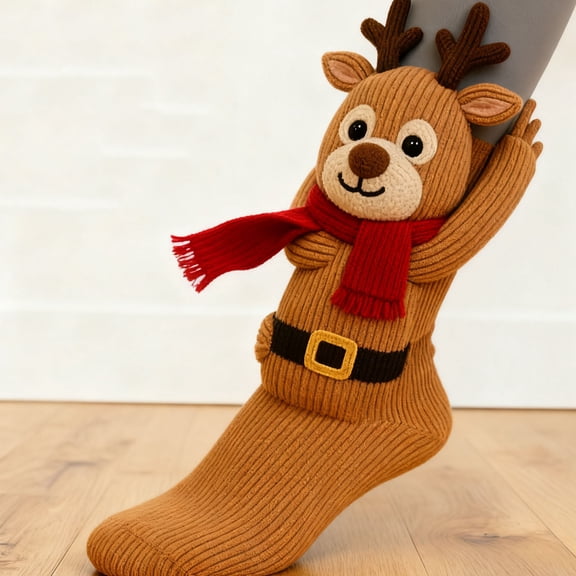 FYHALE Personalized Christmas Stocking, Family Christmas Stockings with Deer Decor, 3D Plush Deer Custom Stockings Hanging for Fireplace Xmas Holiday Party Decoration Gifts