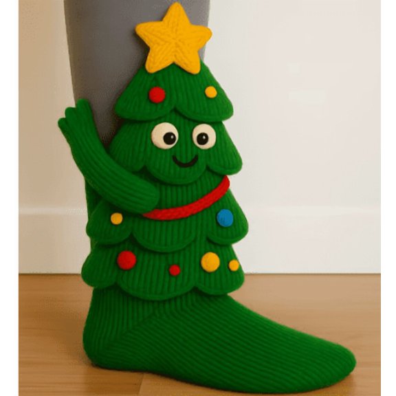 FYHALE Personalized Green Christmas Tree Shaped Christmas Stockings, Custom 3D Knitted Stockings, Festive Xmas Hanging Decoration for Fireplace Mantel Home Holiday, Gifts for Family