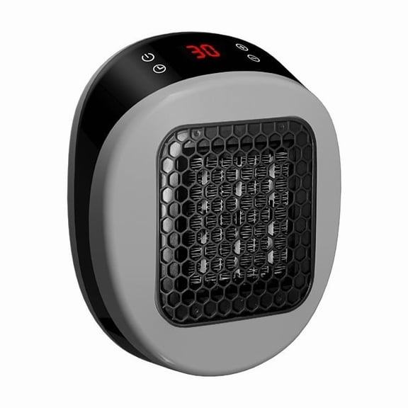 FYHALE Heater Plug In, 600W Ceramic Plug Heater, Portable Space Heaters, Adjustable thermostat, 12 Hour Timer & LED Display, Rapid Ceramic Heating In 3 Seconds (Gray)