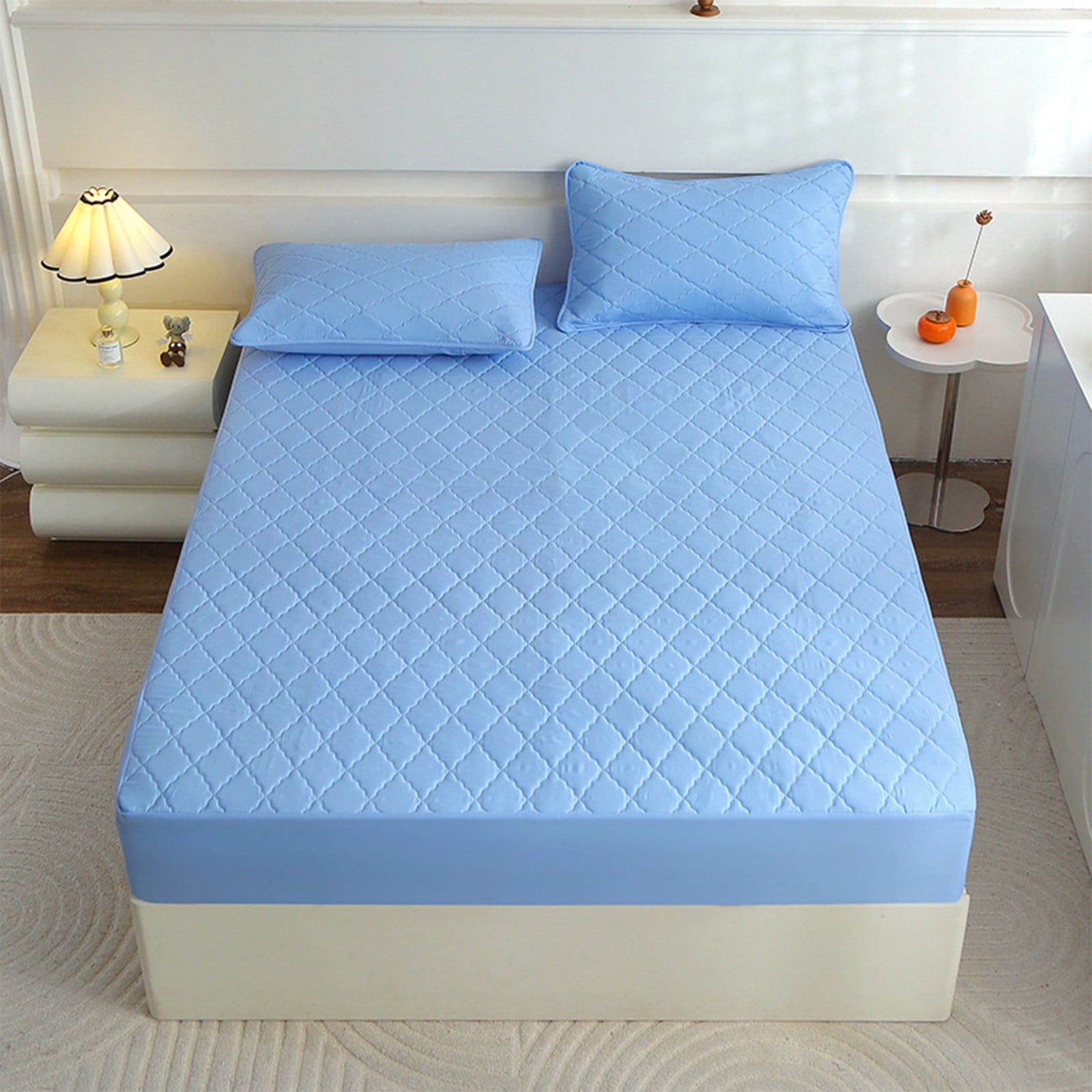 FYHALE Protective Covers for Mattress Prevent Bed Bugs, Pocket Fitted Sheet, Winter Warm-Breathable, Non-Slip for Skin Care Bed Sheet, Cotton Quilted Fitted S