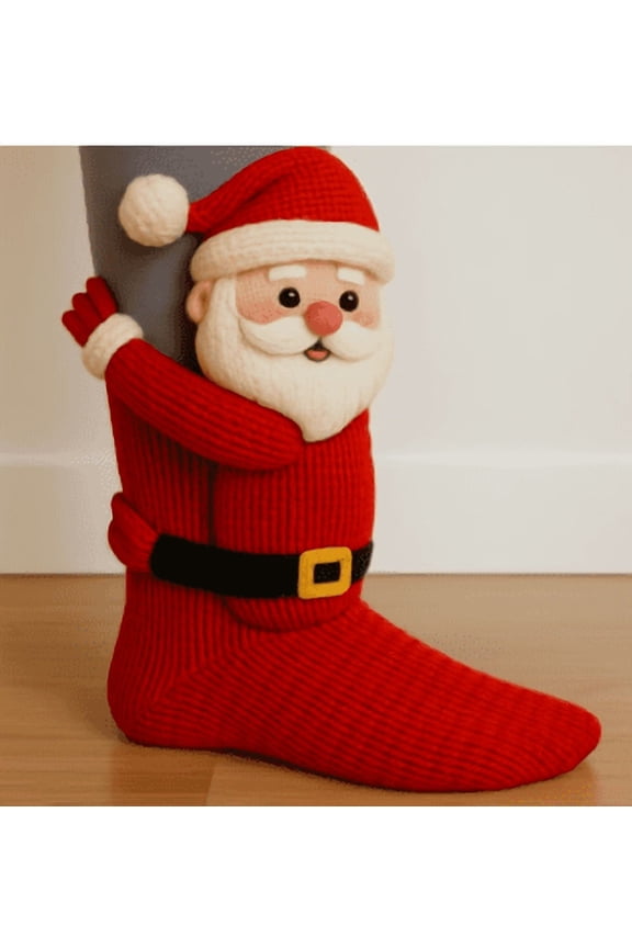 Red Christmas Stockings, Handmade Christmas Stockings with Christmas Pattern Decor, Xmas Hanging Decorations, Christmas Gifts for Family Friends