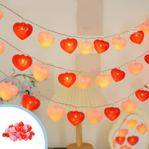FYHALE Red and Pink Heart String Lights 5Ft Valentine's Day Decorations Lights with 10 LED Glitter Heart Shape Lights, Plug in Heart Lights for Valentine's Day Party Home Wedding Bedroom