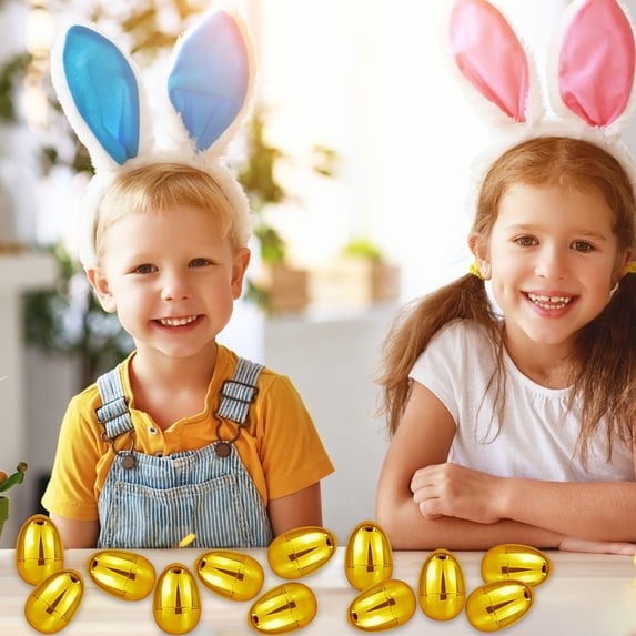 FYHALE Shiny Easter Eggs Set 2.36 Inch Fillable Empty Easter Eggs for Fillling Candy Treats Easter Hunts Basket Suffers Fillers Easter Theme Party