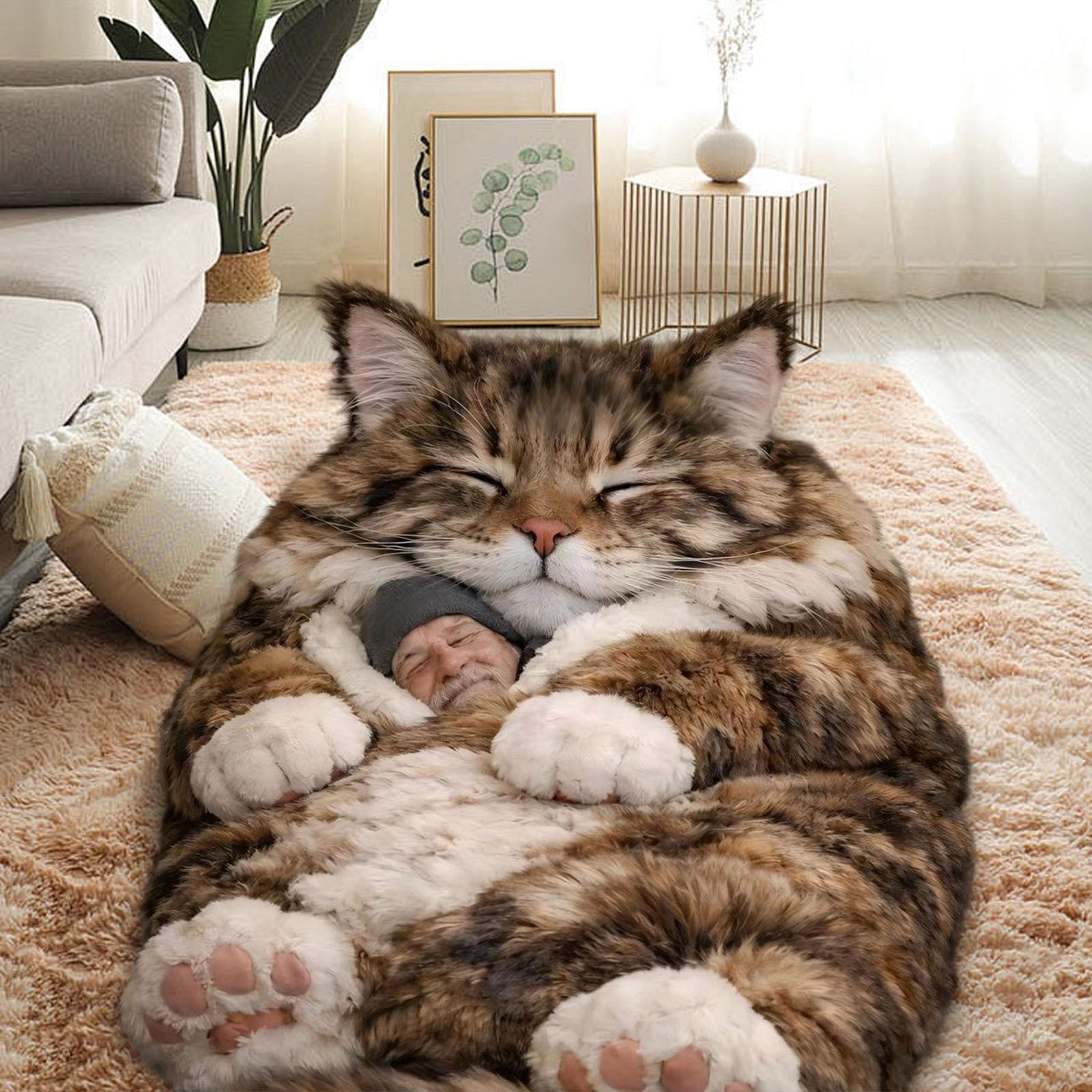 FYHALE Sleeping Bag for Adults, Cozy Self Warming Cat Sleeping Bag for Indoor Home Bedroom, 360° Wrap Cat Hideaways Pet Snuggle Sack for Sleeping Relax Play, 68.9"x31.5"