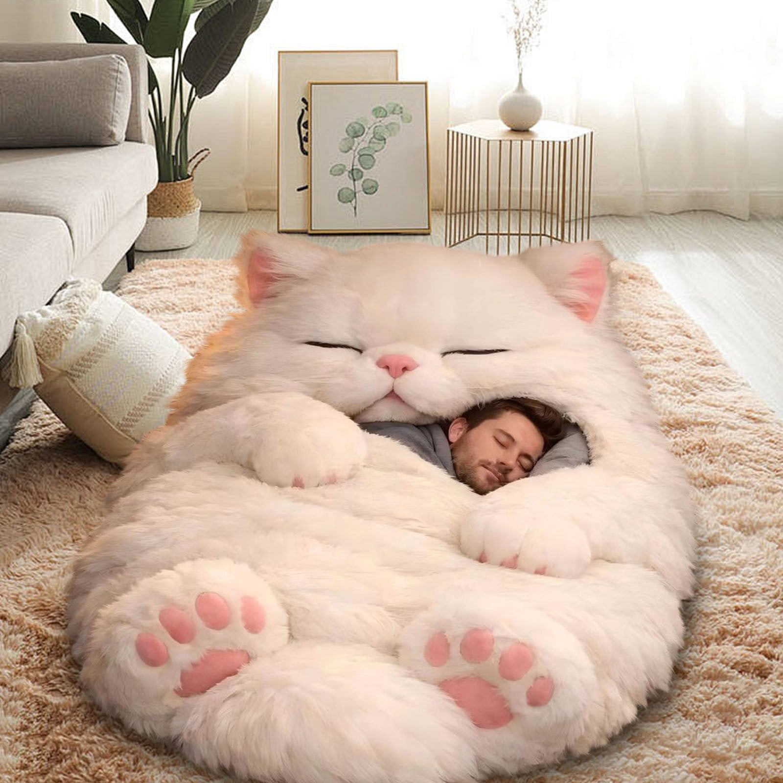 FYHALE Sleeping Bag for Adults, Cozy Self Warming Cat Sleeping Bag for Indoor Home Bedroom, 360° Wrap Cat Hideaways Pet Snuggle Sack for Sleeping Relax Play, 68.9"x31.5"
