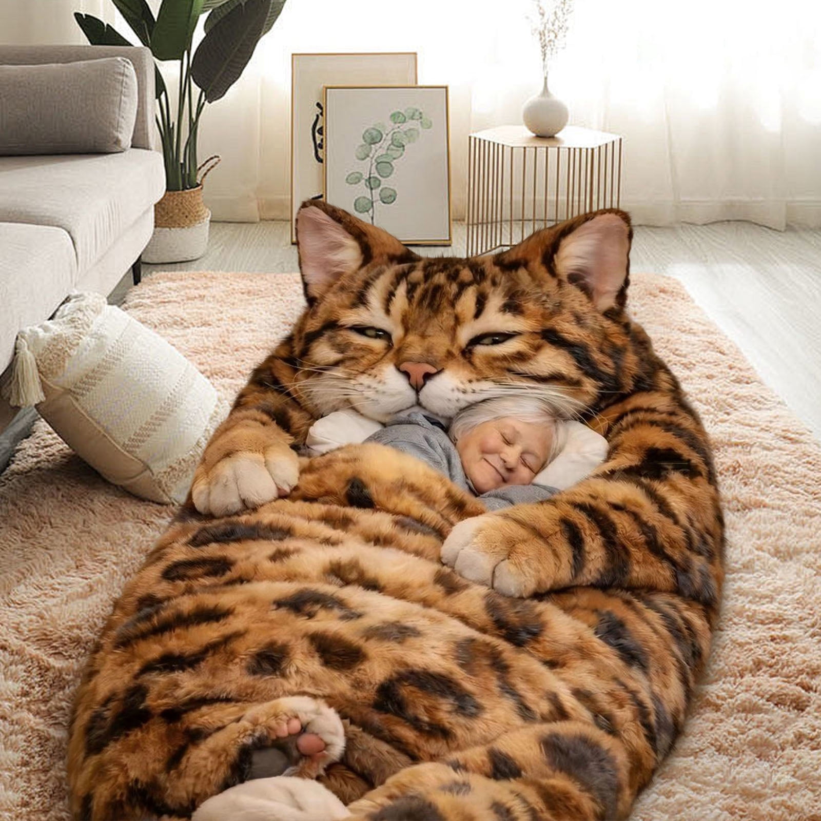 FYHALE Sleeping Bag for Adults, Cozy Self Warming Cat Sleeping Bag for Indoor Home Bedroom, 360° Wrap Cat Hideaways Pet Snuggle Sack for Sleeping Relax Play, 68.9"x31.5"
