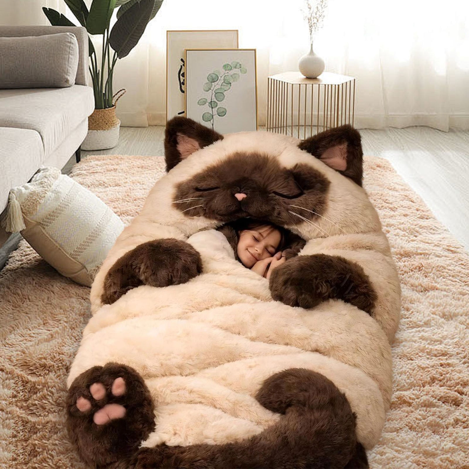 FYHALE Sleeping Bag for Adults, Cozy Self Warming Cat Sleeping Bag for Indoor Home Bedroom, 360° Wrap Cat Hideaways Pet Snuggle Sack for Sleeping Relax Play, 68.9"x31.5"
