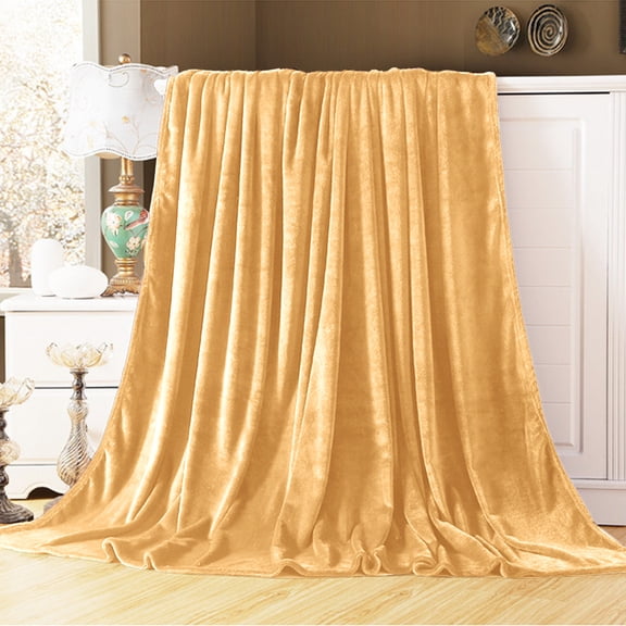 FYHALE Super Soft Throw Blanket Premium Flannel Fleece Lightweight Bed Blanket All Season Use (Khaki, Throw(40"x60"))
