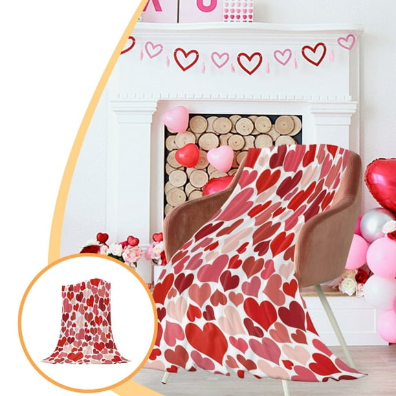 FYHALE Valentine's Day Throw Blanket, Hot Pink Heart Blanket for Girlfriend, 30 x 40 Inch Reversible Cozy Soft Throw Blanket Valentines Gift for Couch Sofa Bed