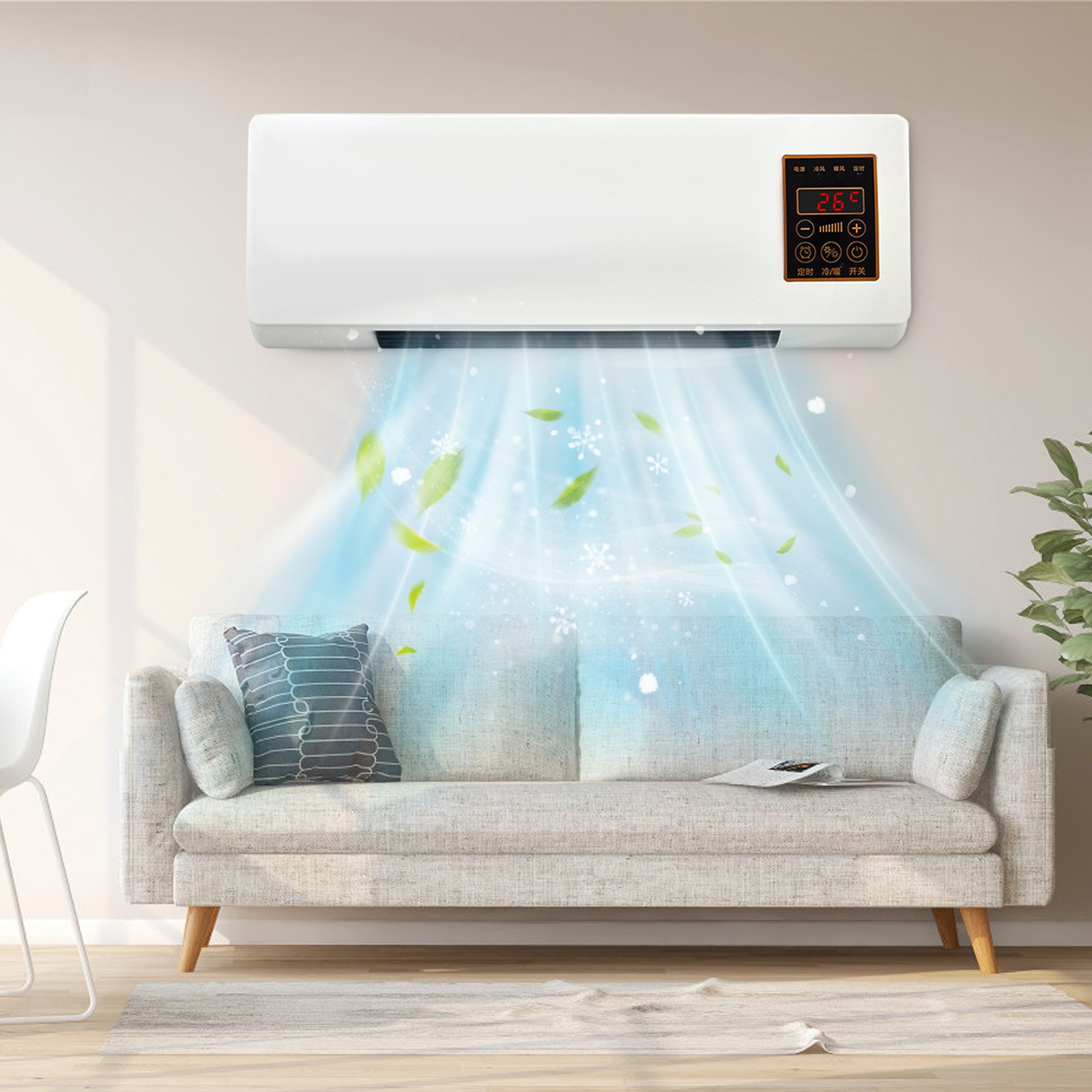 FYHALE Wall Mounted Air Conditioner And Heater Quiet Mini AC With 