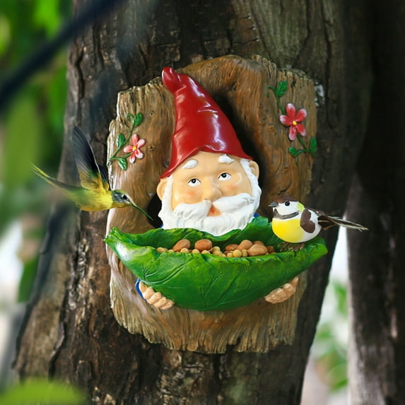 FYHALE Window Bird Feeder Tree Face Outdoor Garden Decoration Tree Animals Features Bird Feeder Handcrafted Resin Hanging Ornament for Courtyard and Garden