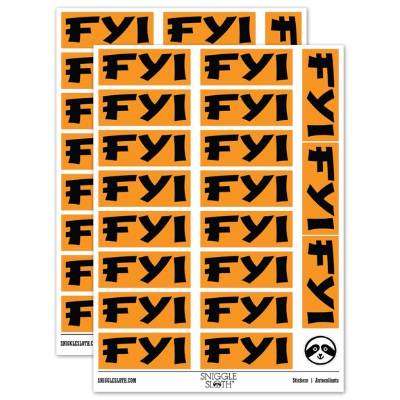 FYI For Your Information Bold Sticker Set - Orange - Matte Finish - 2.00" Large
