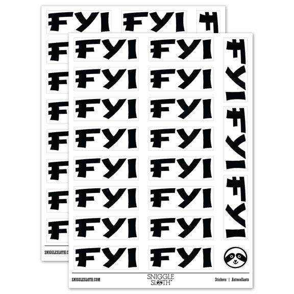 FYI For Your Information Bold Sticker Set - White - Matte Finish - 2.00" Large
