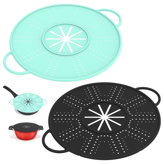 FYJUCPA 2 Pack Silicone Splatter Screen for Frying Pan, Foldable Splash Guard Multi Use Grease Splatter Guard, Heat Resistant Trivet Mat and Dishwasher Safe