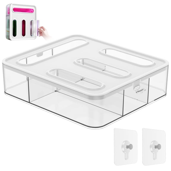 FYJUCPA 4-in-1 Food Storage Bag Organizer, Kitchen Baggie Storage Box Compatible with Gallon Quart Snack Sandwich Bags for Kitchen Drawer