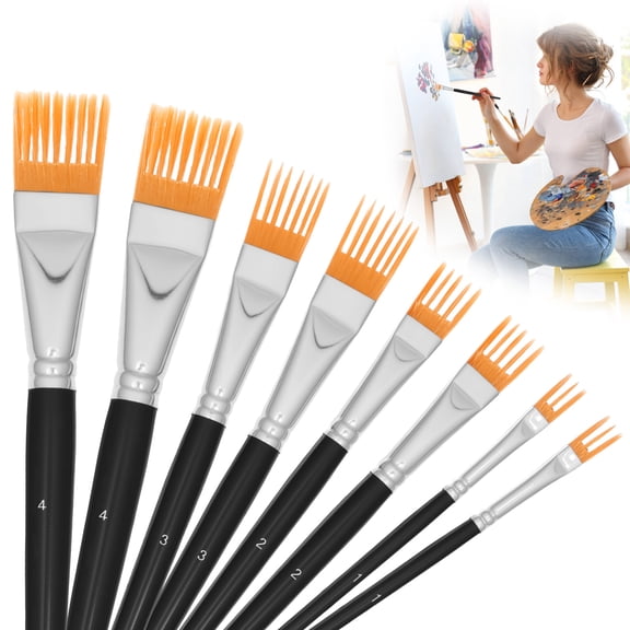 FYJUCPA Artist Paint Brushes Flat Tip, 8Pcs Professional Grainer Brush Set for Acrylic Painting, Perfect for Acrylic Watercolor Oil Painting for Beginners & Artists