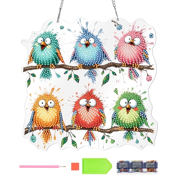 FYJUCPA Acrylic 5D Diamond Art Hanging Kit Cultivate Hands on Skill Diamond Art Painting Window Pendant Add Fun Hanging Ornament for Home