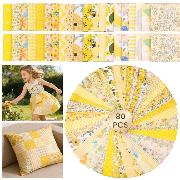 FYJUCPA Cotton Jelly Roll Fabric Strips, 80Pcs 20 Assorted Floral Prints 2.6x39.3in for Quilting Sewing Patchwork, DIY Craft Fabric Set