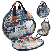 FYJUCPA Embroidery Project Bag, Embroidery Supplies Storage Carrying Tote Case with Multiple Pockets, for Floss Hoop Thread and Stitch Tool Kit Bag Only