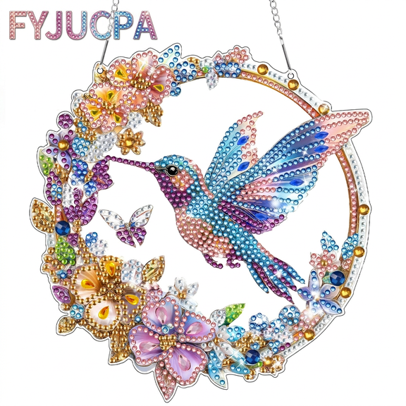 FYJUCPA Flower Hanging Diamond Art Kits for Adults Pendant Suncatcher, Special Shaped Crystal DIY Pearl Diamond Kit, Gift for Mother Spring Summer Window Wreath Decor