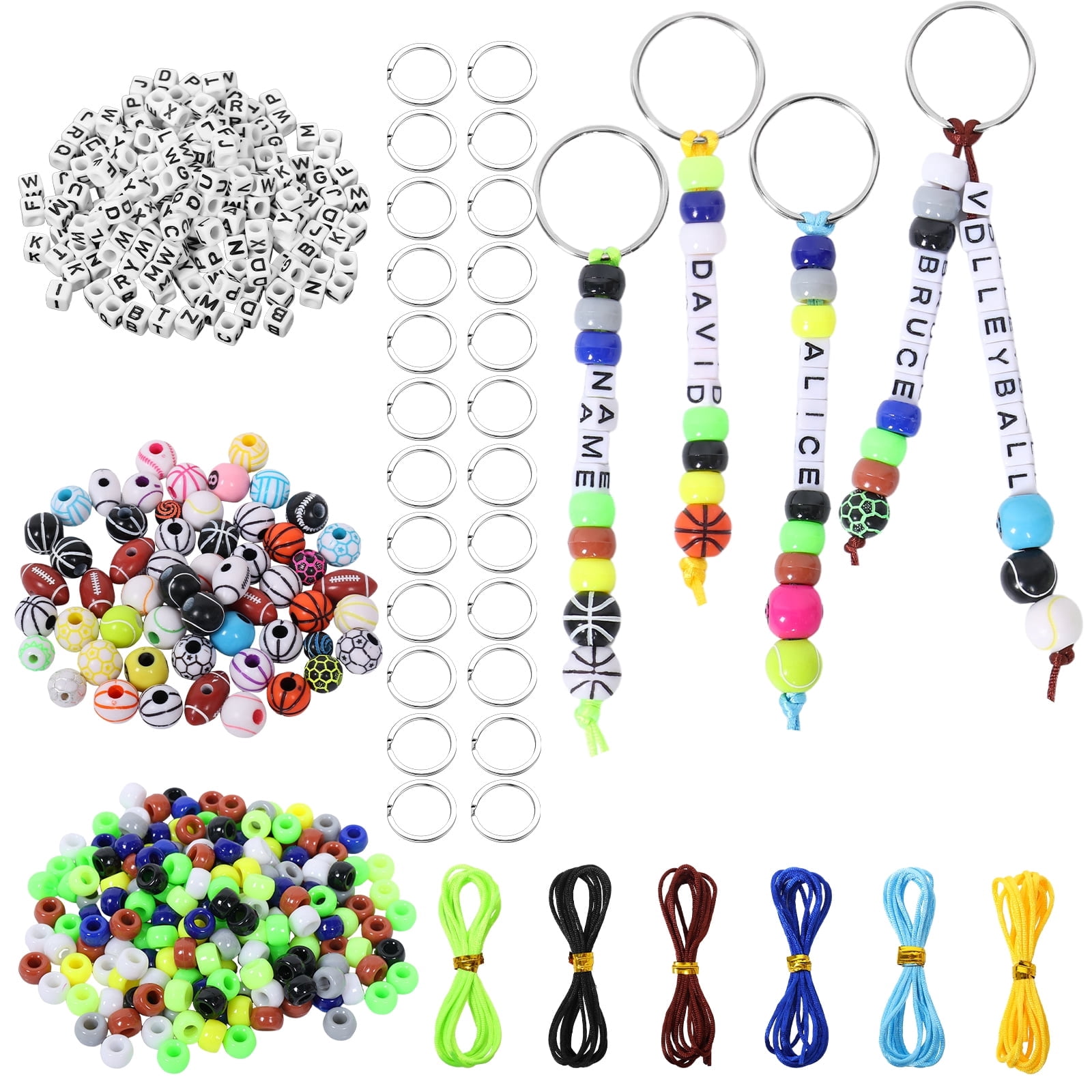 FYJUCPA Football Themed Keychain Making Kit, Complete Sport Bead Key ...