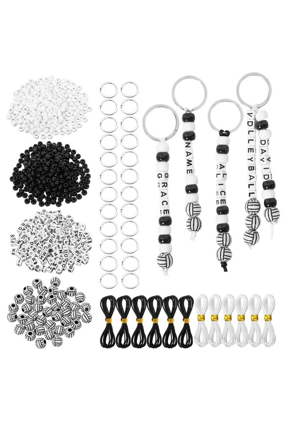 Football Themed Keychain Making Kit, Complete Sport Bead Key Chain Craft DIY Keyring Supplies for Parent-Child Activity Football Fans