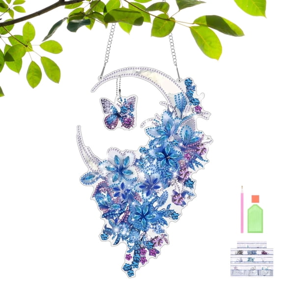 FYJUCPA Hanging Diamond Art Kit for Adults, Special Shape Diamonds DIY Diamond Drawing Kit for Beginners, Plastic Pendant for Home Decor, 11.42 x 7.48 Inches