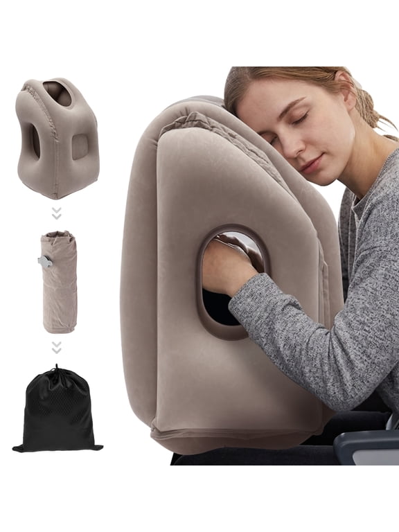 Inflatable Travel Pillows for Airplane, Blow Up Neck Pillow for Sleeping Support, Head Neck and Lumbar Used for Car Bus Train and Office