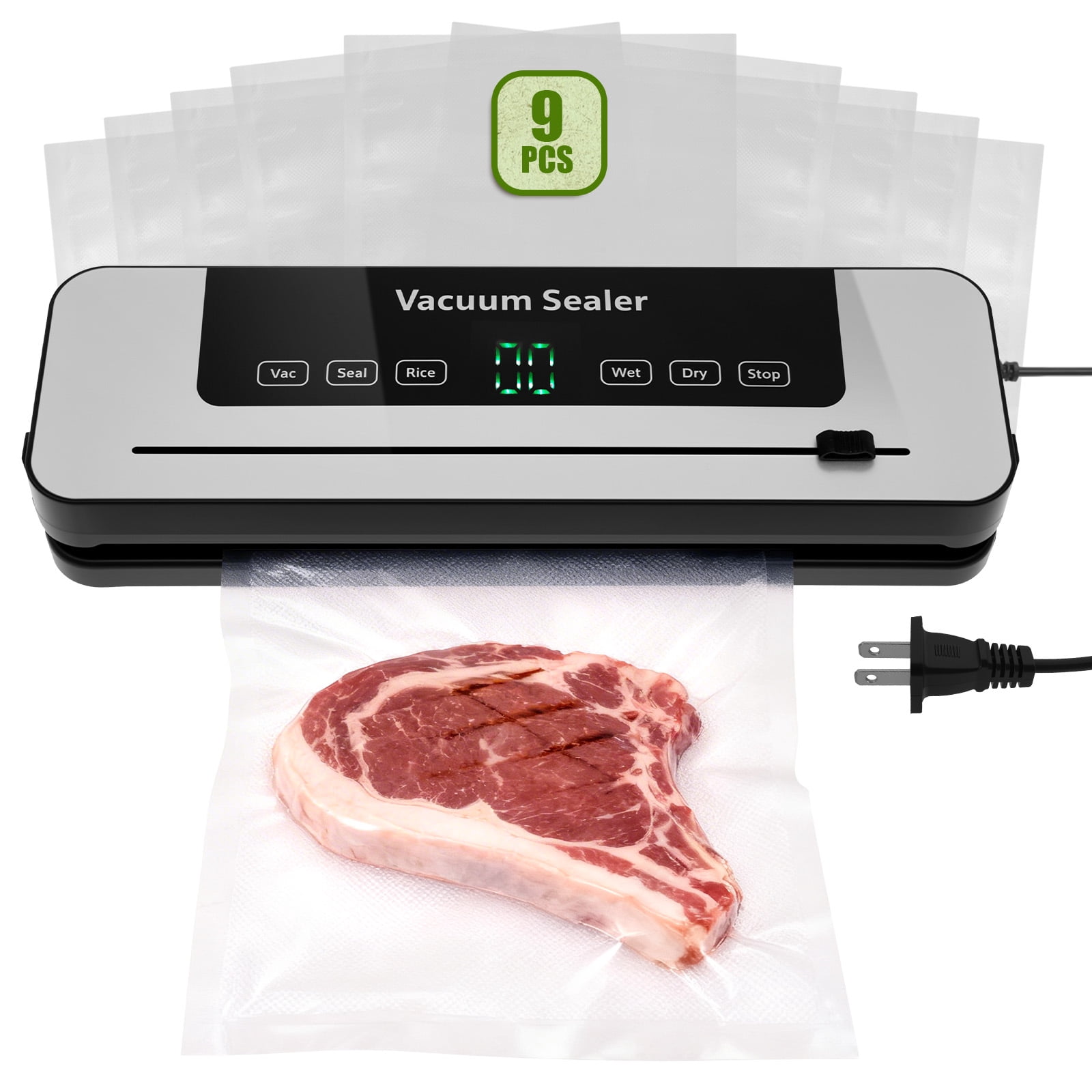FYJUCPA Vacuum Sealer Machine, Compact Automatic Food Vacuum Sealer with LED Display & Built-in Cutter, 5 Modes for Wet/Dry Food Preservation
