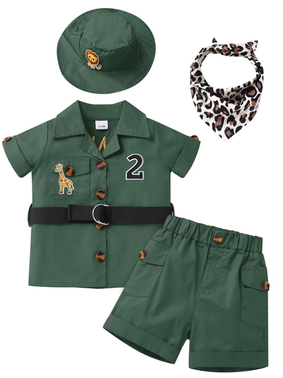Baby Boy Clothes Toddler Wild One Jungle Safari Outfit Set Animal Print Birthday Outfits Kids 18-24 Months Green
