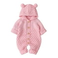 thumbnail image 1 of FYMNSI Baby Boy Girl Knitted Sweater Romper Long Sleeve Hoodie Jumpsuit Newborn Infant Winter Clothes Hooded Overall 0-6 Months Pink, 1 of 5