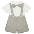 thumbnail image 1 of FYMNSI Baby Boy Linen Christening Baptism Outfit Blessing Formal Suit Gentleman Short Sleeve Tuxedo Clothes 18-24 Months Gray, 1 of 8