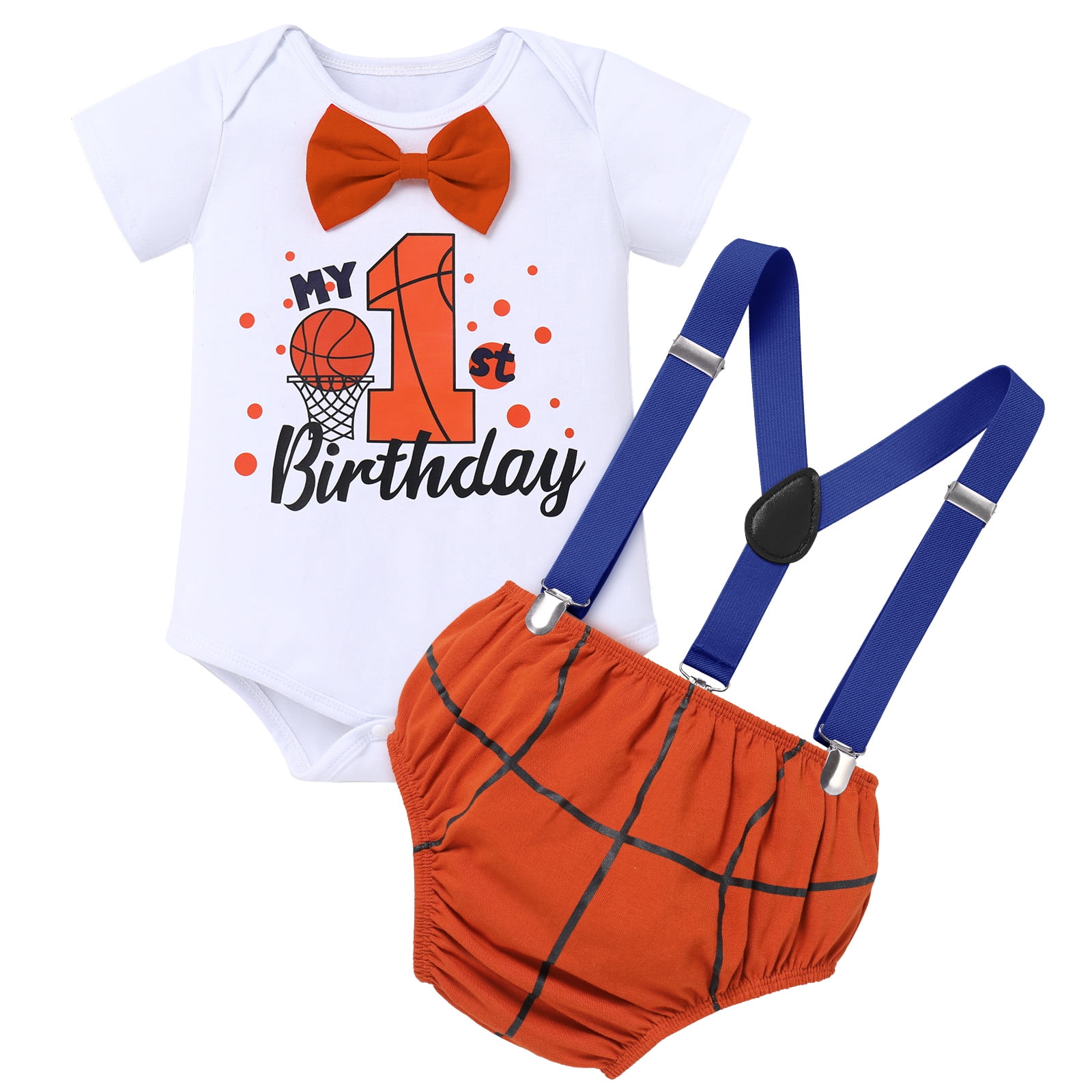 FYMNSI Baby Boy Outfits Summer 1st Birthday Party Clothes Infant Boys  Suspender Romper Shorts Outfit Sets 1 Years Orange - Walmart.com, image size:1600x1600