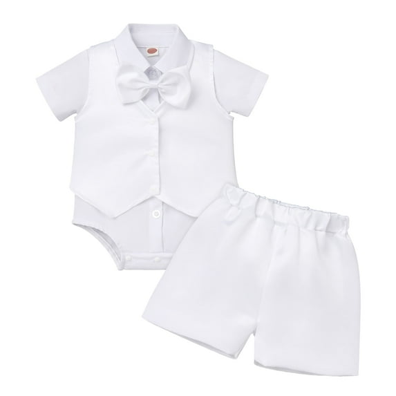FYMNSI Baby Boys Baptism Christening Outfit Infant Church Dress Clothes Dedication White Suit 6-12 Months
