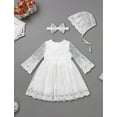 thumbnail image 1 of FYMNSI Baby Christening Dress White Baptism Gowns for Girl Infant Lace Long Sleeve Tulle Outfits 9-12 Months, 1 of 6