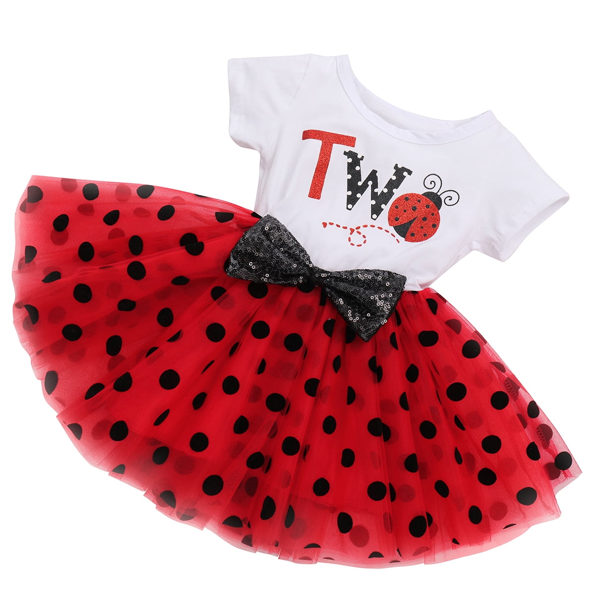 Robe Tutu Princesse Polka Dots – Noeud Papillon – Serre-tête Inclus – 1-6 Ans