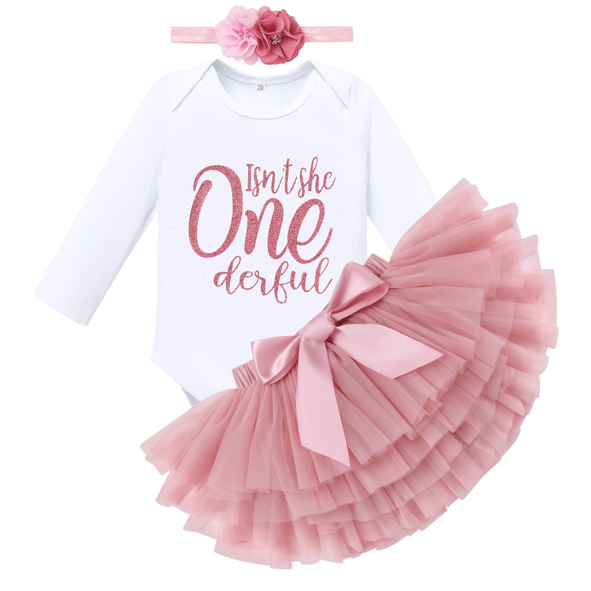 Adorable Pink Rosette Tutu Outfit for First and Second Birthdays