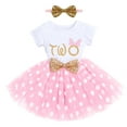 thumbnail image 1 of FYMNSI Baby Girl 2nd Second Birthday Dress Toddler Kids Two Years Old Party Cake Smash Outfit Polka Dots Tutu Dress with Sequin Bowknot Headband 2pcs Set, 1 of 8