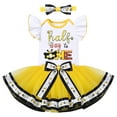 thumbnail image 1 of FYMNSI Baby Girl Bee Theme My 1/2 Birthday Cake Smash Outfit Half Way To One Party Dress Flutter Sleeve Cotton Romper Princess Tutu Tulle Skirt Bowknot Headband 3pcs Set 6 Months Yellow, 1 of 7