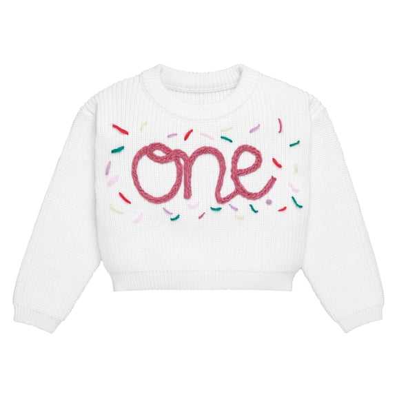 FYMNSI Baby Sweaters for Girl Long Sleeve Winter Clothes Knit Pullover Infant Boys Crew Neck Knitwear White 1T
