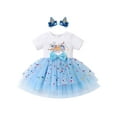thumbnail image 1 of FYMNSI Baby Girl Clothes 2nd Birthday Outfit Short Sleeve Princess Dress Sequin Blue Tutu for Toddler Girls 2T, 1 of 7