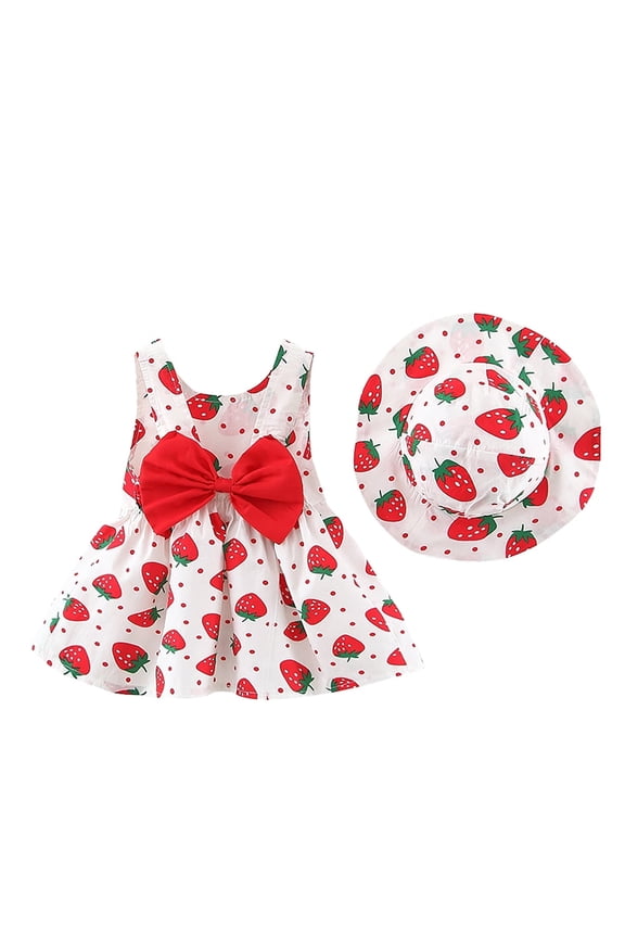 Baby Girl Clothes Summer Halter Backless Dress Casual Toddler Girls Flower Sundress with Hat 12-18 Months