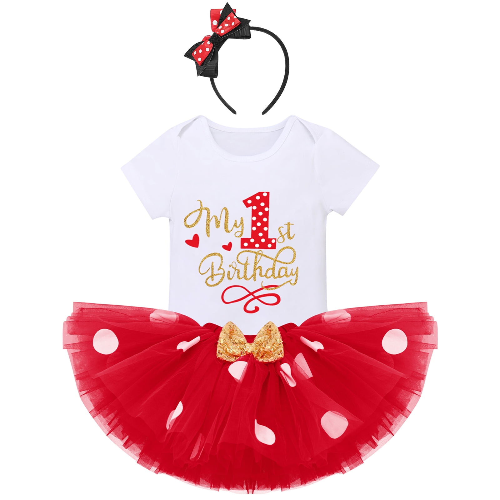 Toddler Baby Girl 1st Birthday Cake Smash Outfits Romper Tutu Skirt Set