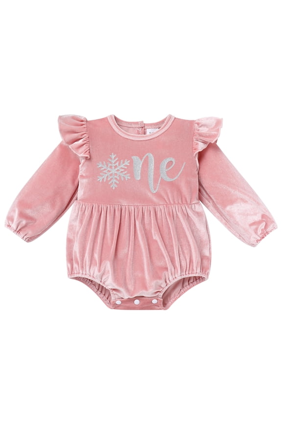 Baby Girl Velvet Romper Christmas Infant Winter Clothes Newborn Little Girls Long Sleeve Jumpsuit 6-12 Months Pink