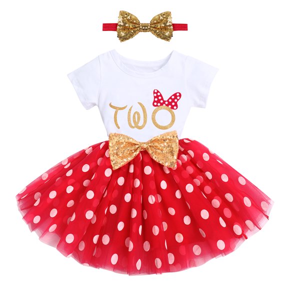 FYMNSI Baby Girls Birthday Outfit My 2nd Birthday Cake Smash Dress Polka Dots Tutu Dresses Infant Short Sleeve Summer Clothes with Bowknot Headband
