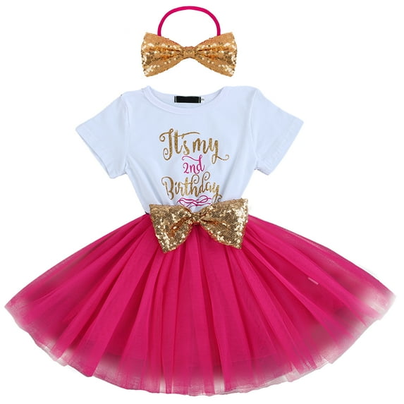 FYMNSI Baby Girls Birthday Outfit My 2nd Birthday Cake Smash Dress Polka Dots Tutu Dresses Infant Short Sleeve Summer Clothes with Bowknot Headband