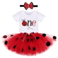 thumbnail image 1 of FYMNSI Baby Girls Ladybug 1st First Birthday Party Cake Smash Outfit Cotton Short Sleeve Romper Bodysuit Princess Tutu Tulle Skirt Bowknot Headband Set for One Year Old Photo Shooting 1 Year Red, 1 of 7
