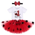 thumbnail image 1 of FYMNSI Baby Girls Ladybug My 1st First Birthday Party Cake Smash Outfit Cotton Short Sleeve Romper Bodysuit Princess Tutu Tulle Skirt Bowknot Headband Set for One Year Old Photo Shooting 1 Year Red, 1 of 8