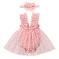 thumbnail image 1 of FYMNSI Baby Girls Layered Tulle Romper Dress Toddler Pink Tutu Princess Dresses with Floral Headband Birthday Outfits 18-24 Months, 1 of 9