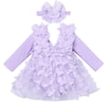 thumbnail image 1 of FYMNSI Baby Girls Long Sleeve Lace Princess Tutu Dresses Infant 3D Butterfly Tulle Romper Dress Toddler Purple Clothes 18-24 Months, 1 of 4